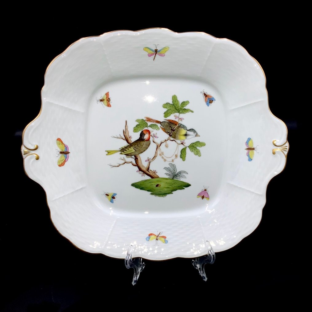 Herend - Large Square Serving Platter (27,5 cm) - "Rothschild Bird" Pattern - 大淺盤 - 手工绘制瓷器 #1.0
