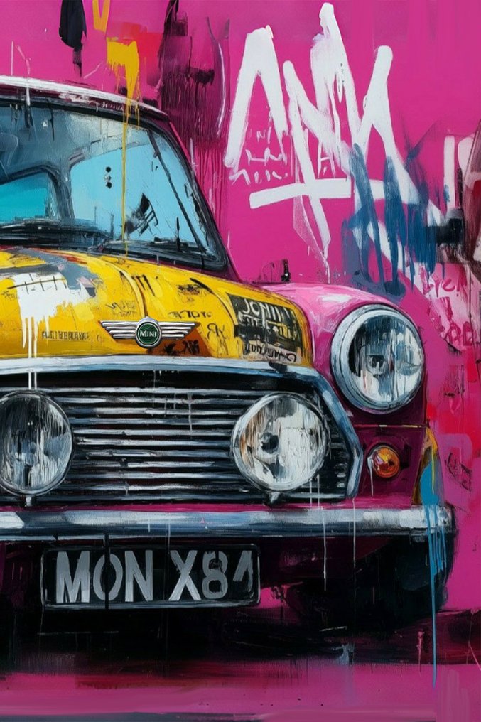Canvas Fit - Alberto Ricardo - Mini Cooper Clásico: El Ícono Británico en Explosión de Color #4.3
