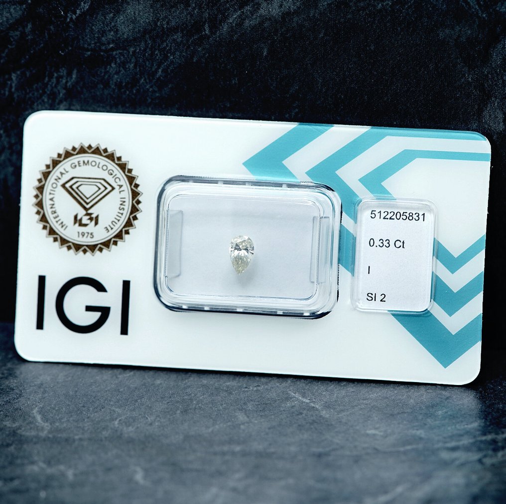 Nincs minimálár - 1 pcs Gyémánt (Természetes) - 0.33 ct - Körte - I - SI2 - Nemzetközi Gemmológiai Intézet (IGI) #3.2