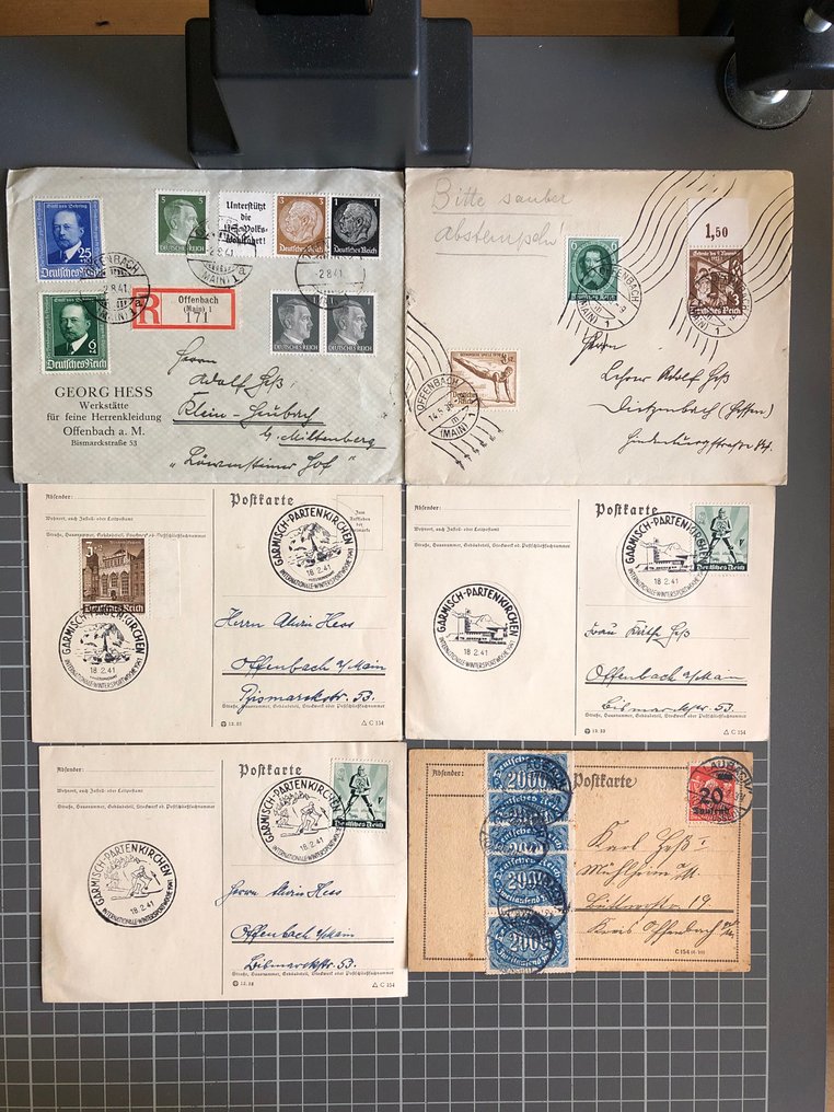German Empire 1933/1945 - Items with over 400 documents, mostly from the Third Reich, including several documents with - Blocks, Zeppelinpost, 40 Pfg. Wagner usw. #1.0