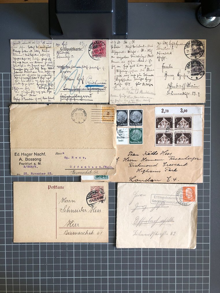 German Empire 1933/1945 - Items with over 400 documents, mostly from the Third Reich, including several documents with - Blocks, Zeppelinpost, 40 Pfg. Wagner usw. #4.3