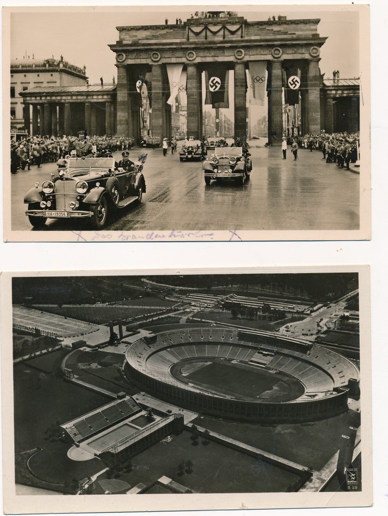 德意志帝国 1936 - 20 张1936年奥林匹克运动会的凭证，带有两个块，编号为5/6。 #3.2