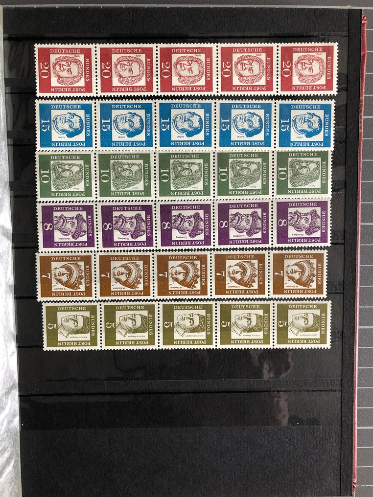 Germany 1960/1970 - Bund & Berlin, batch of five-stripe items from rolls, private punchings, etc. #3.2