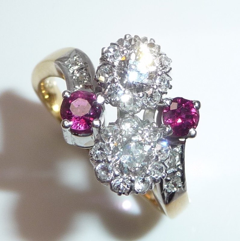 Gyűrű - 18 kt. Sárga arany, Fehér arany - 1.43ct. tw. Gyémánt (Természetes) - Rubin - Nagyon ragyogó optika #2.1