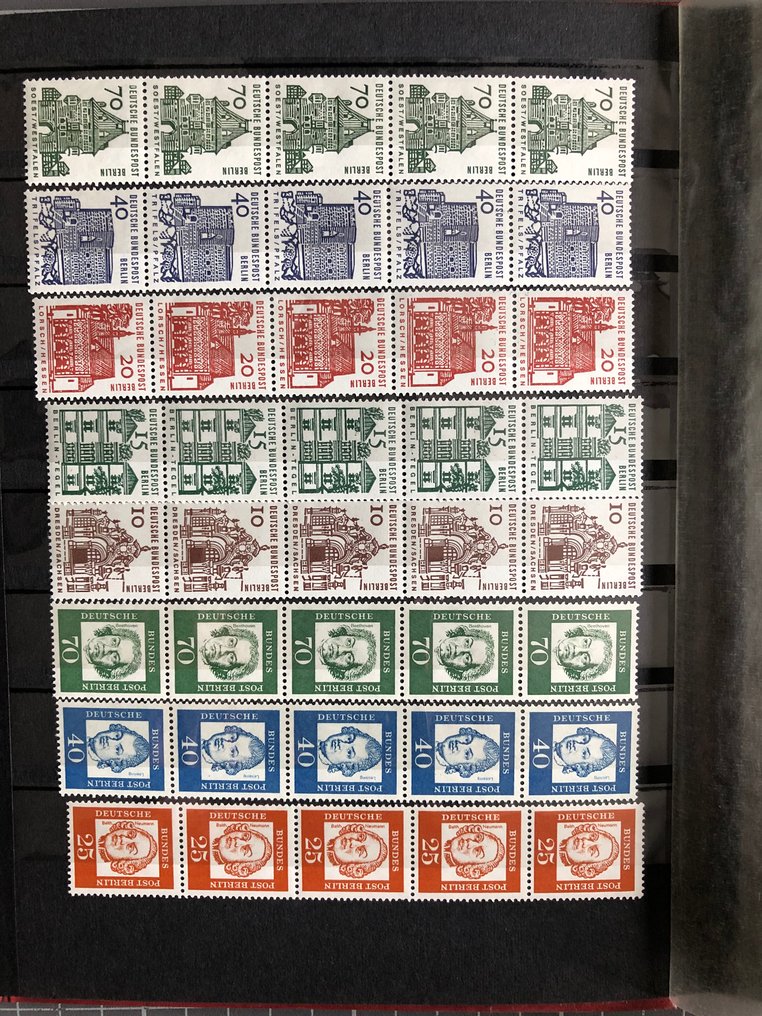 Germany 1960/1970 - Bund & Berlin, batch of five-stripe items from rolls, private punchings, etc. #2.1