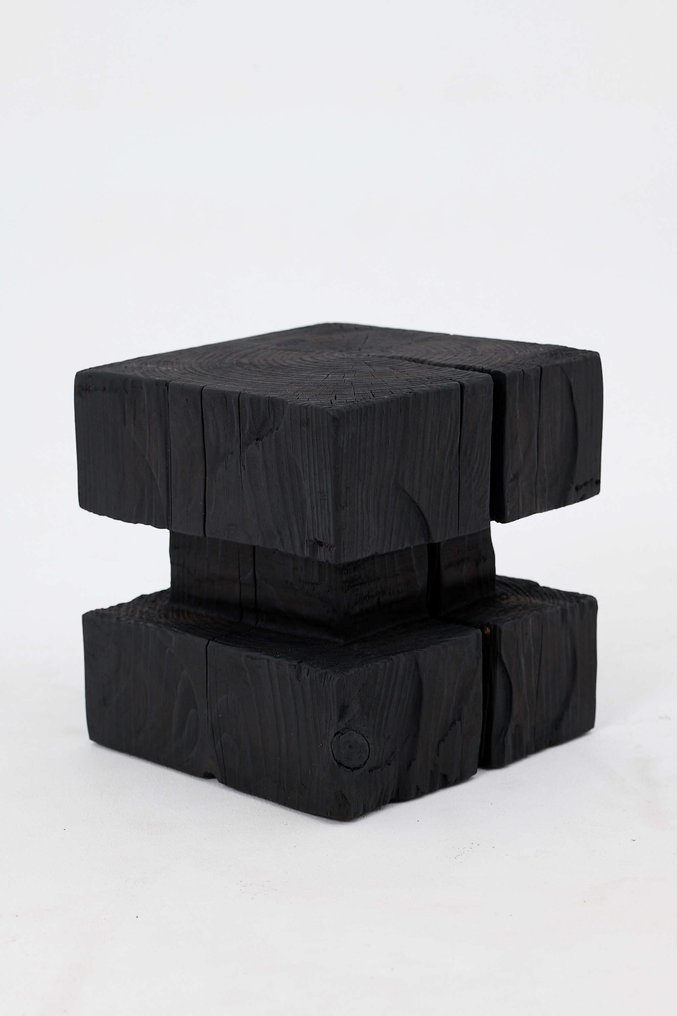 Logniture - Βοηθητικό τραπεζάκι - Ακατέργαστο ξύλο, τραπέζι πλάτης με χειροποίητη κοπή με αλυσοπρίονο, μοναδικό. - Ξύλο #4.3