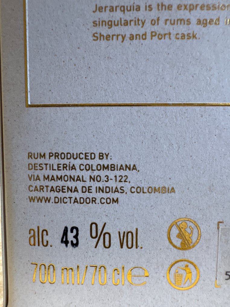 Dictador 1980 40 years old - Fino - Jerarguía - b. 2020 - 70cl #4.3