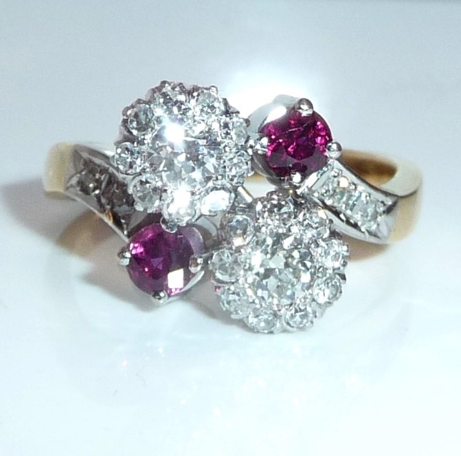 Gyűrű - 18 kt. Sárga arany, Fehér arany - 1.43ct. tw. Gyémánt (Természetes) - Rubin - Nagyon ragyogó optika #1.0