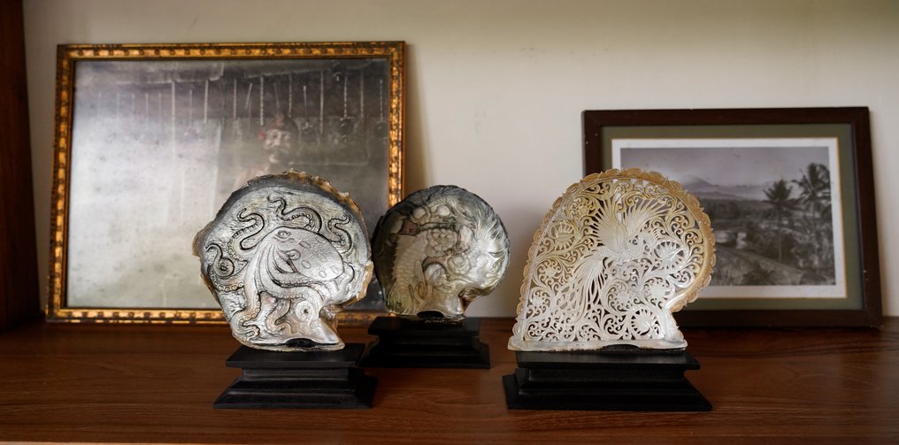 Gravierte Perlmutt-Schale - Buddha-Motiv Seemuschel - Pinctada Maxima (Ohne mindestpreis) #2.1