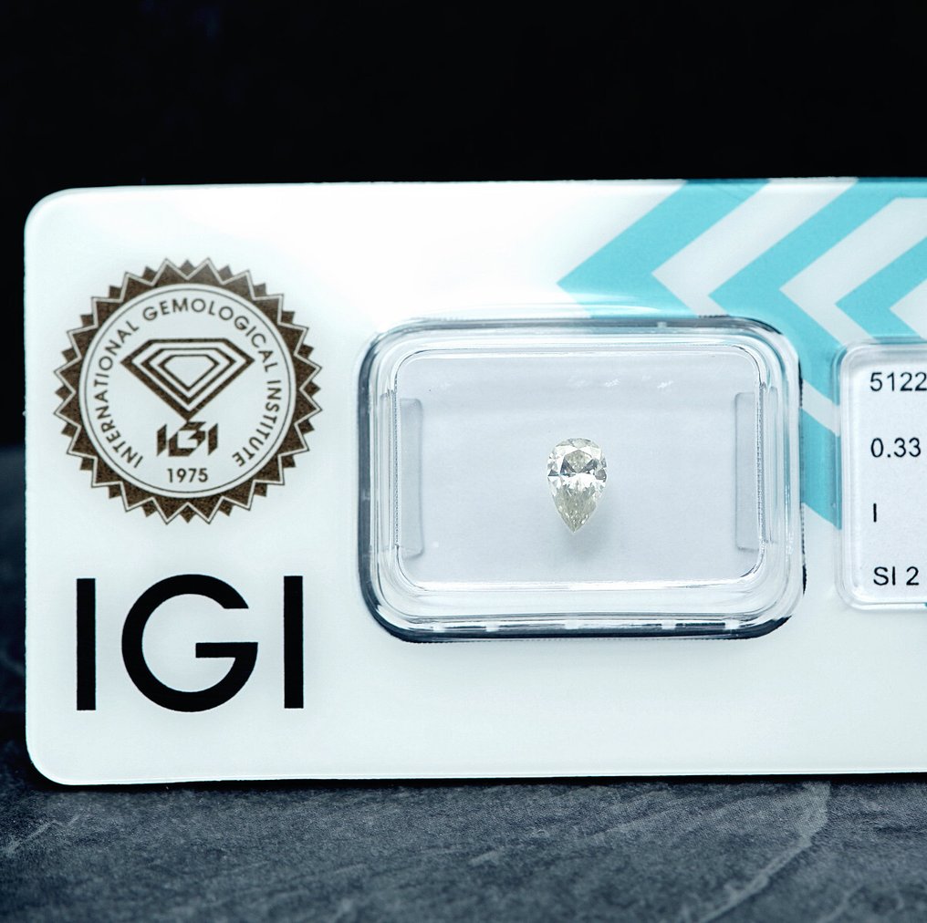 Nincs minimálár - 1 pcs Gyémánt (Természetes) - 0.33 ct - Körte - I - SI2 - Nemzetközi Gemmológiai Intézet (IGI) #1.0