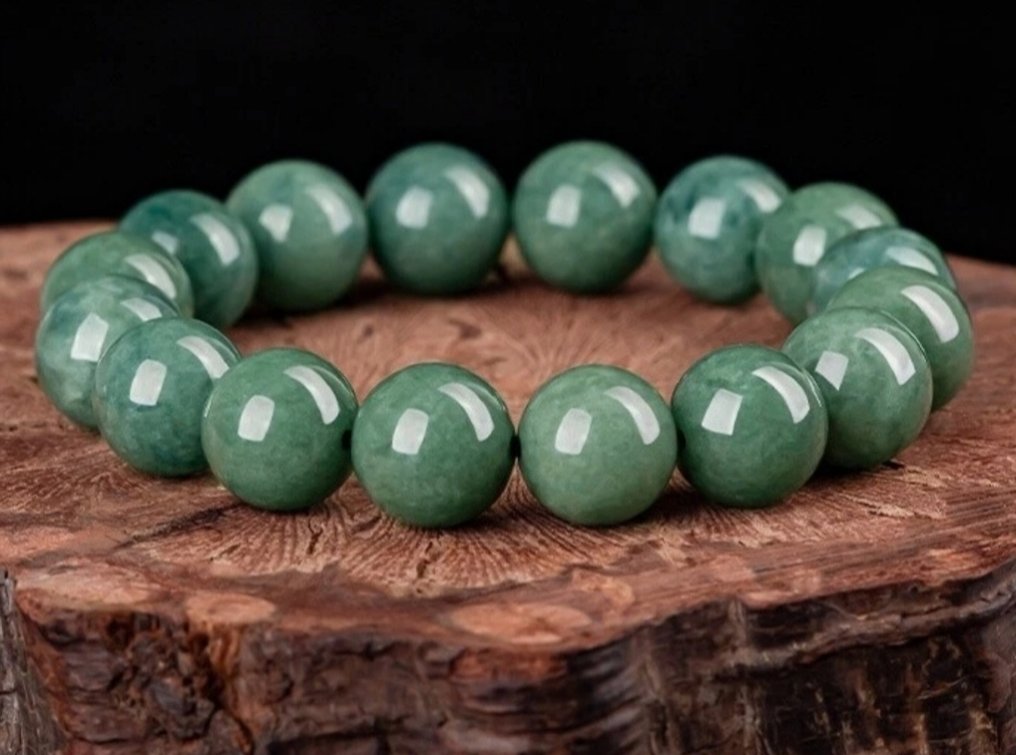 未处理的碧玉玉髓大珍珠手链 NGCT 证书- 66 g #1.0