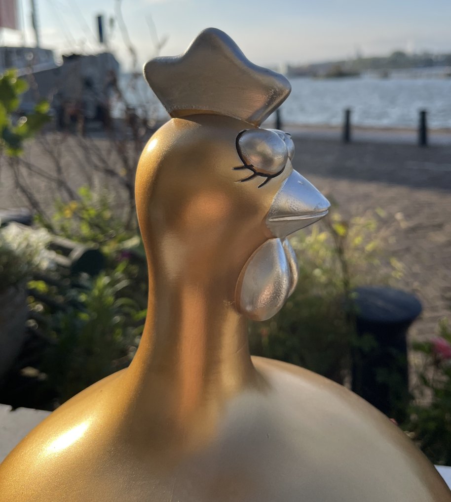 Statue, The Fat Chicken - 40 cm - GOLD colour-resin #2.1