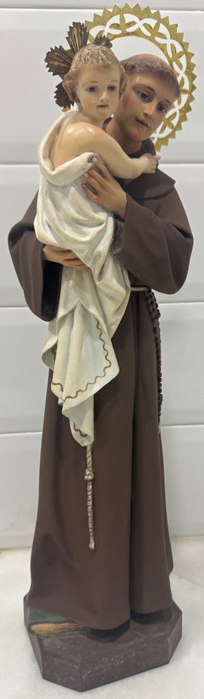 Olot - Skulptur, San Antonio de Padua - 56 cm - Messing, Krystall, Tre, Trebasert pasta - 1910 #4.3