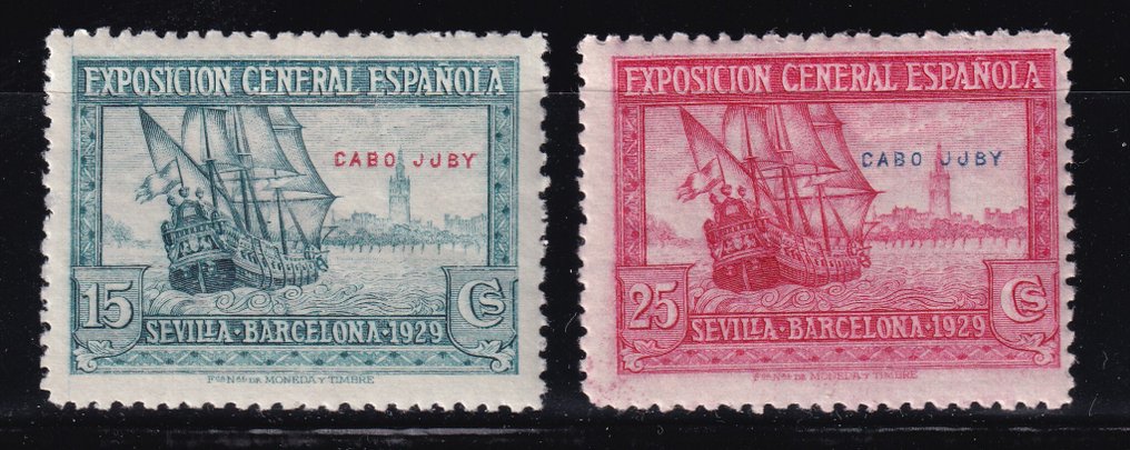 阿曼 1929 - 西班牙邮票 JJBY 认证 - 未列入目录，未使用过 - Edifil 42hp,44hp #1.0