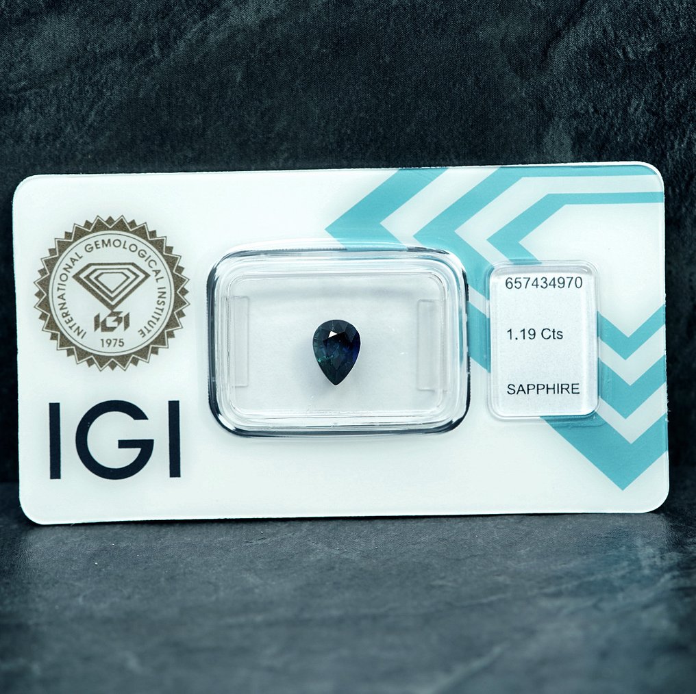 1 pcs  Albastru, Verde Safir  - 1.19 ct - IGI (Institutul gemologic internațional) #1.0