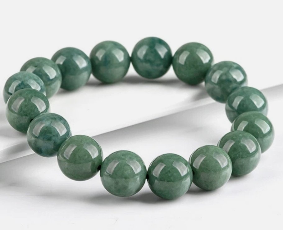 未处理的碧玉玉髓大珍珠手链 NGCT 证书- 66 g #1.0