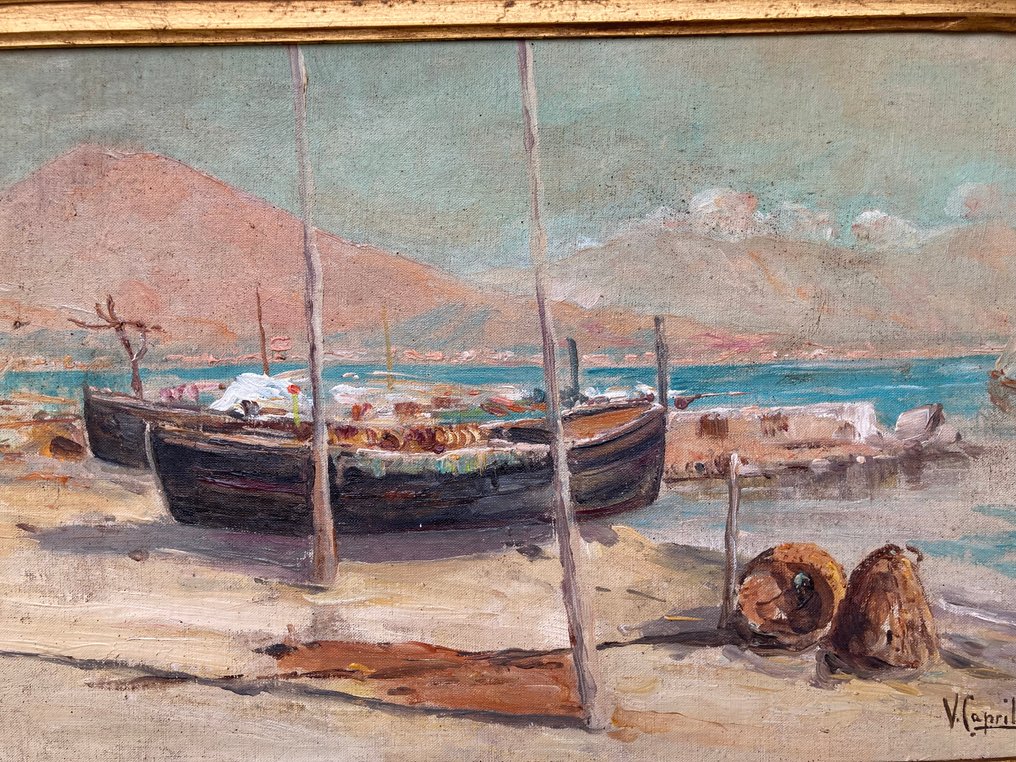 Vincenzo Caprile (1856-1936), attribuito a - Gozzo a Mergellina #4.3