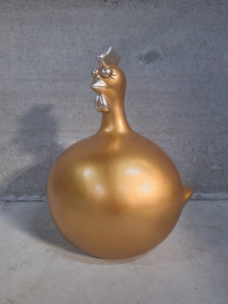Statue, The Fat Chicken - 40 cm - GOLD colour-resin #4.3