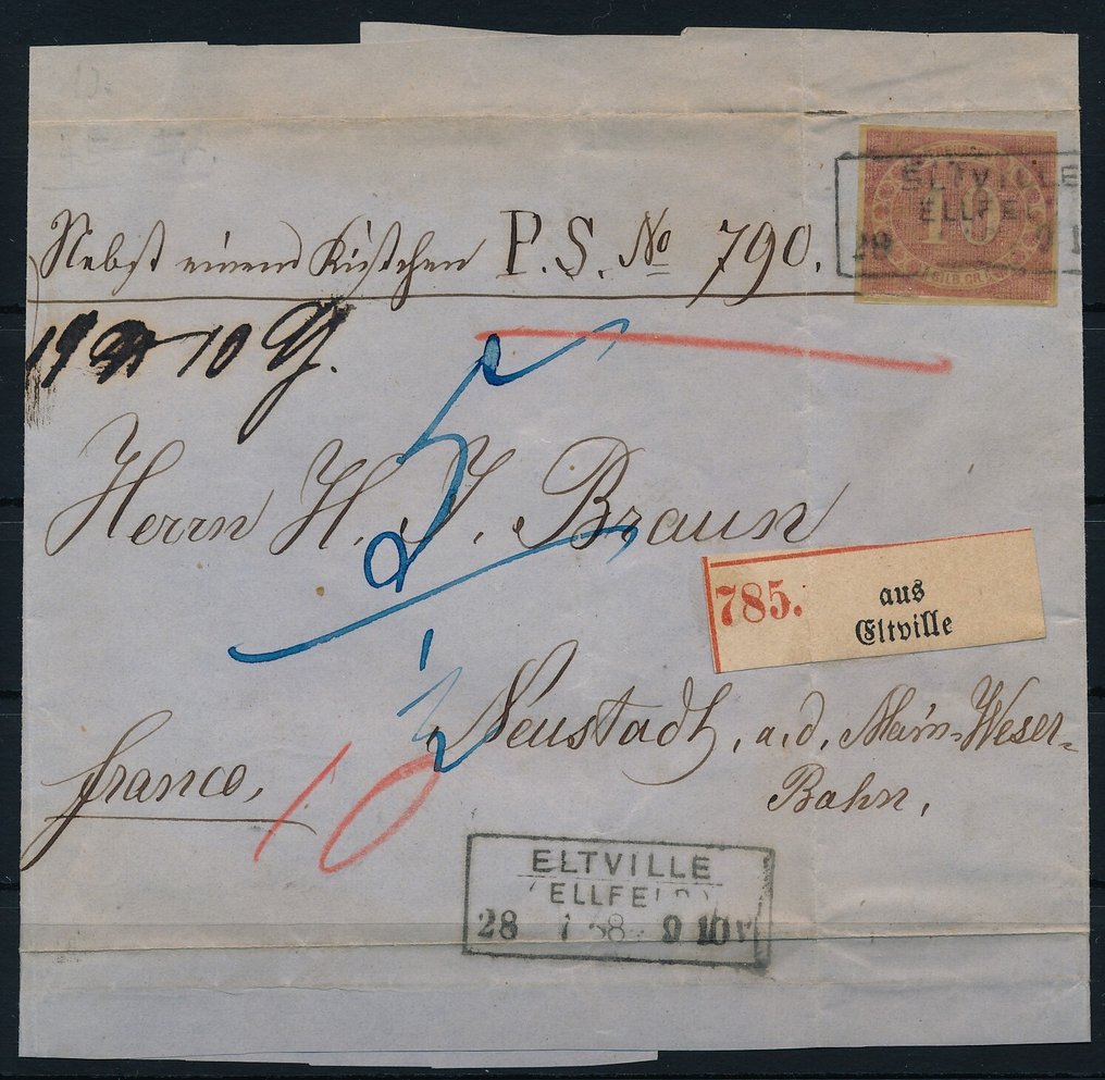 Prussia 1866 - 10 Swiss francs. Internal service for registered letter, rarely. #1.0
