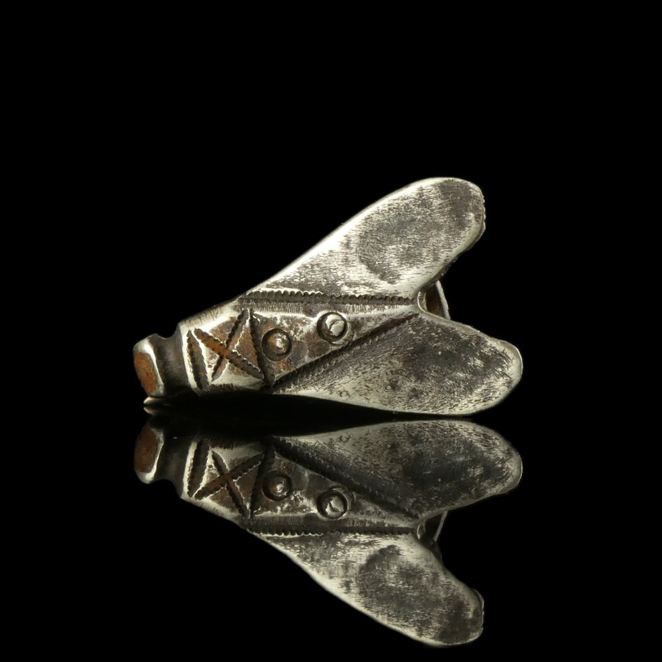 Αρχαία Ρωμαϊκή Ασημί Λεγεωνάριος Πεταλούδα Φιβούλα, Legio IX Hispana, πολύ σπάνιο. #1.0