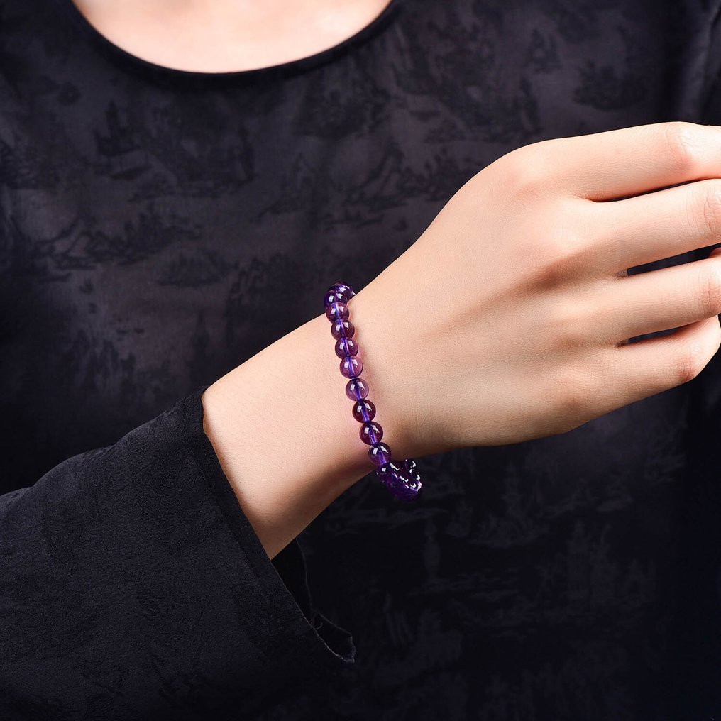 Χωρίς Αποθεματικό - Πιστοποιημένο από ALGT - Βραχιόλι με φυσική Αμέθυστο. Εξαιρετική διαύγεια που ξεχωρίζει με την πρώτη ματιά.- 12.72 g #1.0