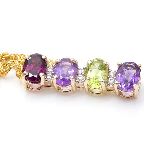 没有保留价 - 吊坠项链 - 14K包金 黄金 紫水晶 - 紫水晶 #2.1