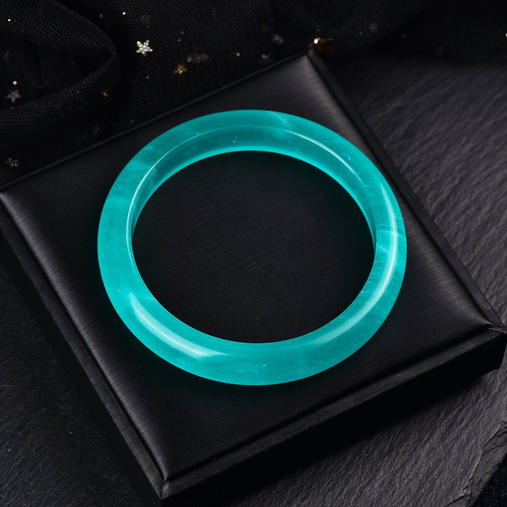 No Reserve - ALGT Certified - Large and Highly Exclusive Natural Amazonite Bangle - Notable for its vivid hue- 41.12 g #4.3