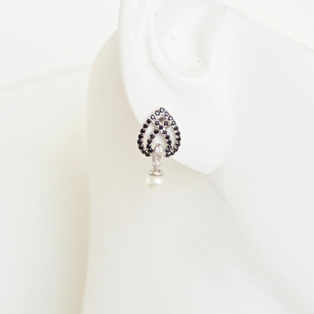 χωρίς τιμή ασφαλείας - Σκουλαρίκια - 14 καράτια Λευκός χρυσός Διαμάντι (Φυσικό)  - Σπινέλιος #1.0