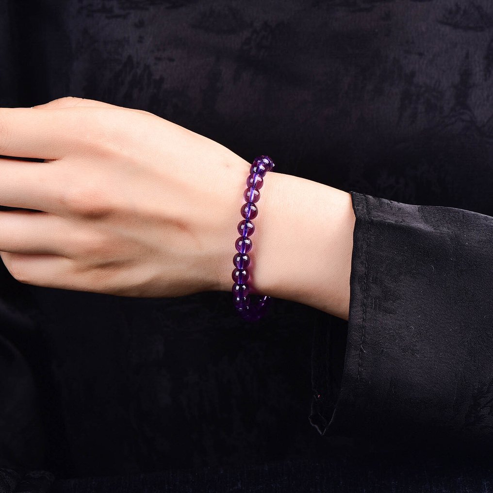 Χωρίς Αποθεματικό - Πιστοποιημένο από ALGT - Βραχιόλι με φυσική Αμέθυστο. Ανώτερη διαύγεια στην πιο φυσική της μορφή.- 13.68 g #1.0