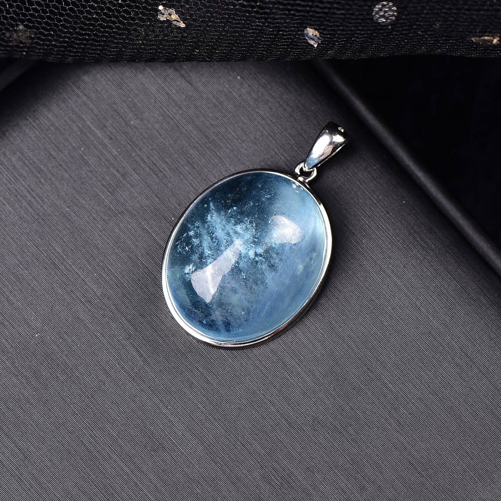 无底价 - ALGT 认证 - 大型且极为独特的天然海蓝宝石吊坠 以其异常明亮的清晰度而著称- 7.12 g #3.2