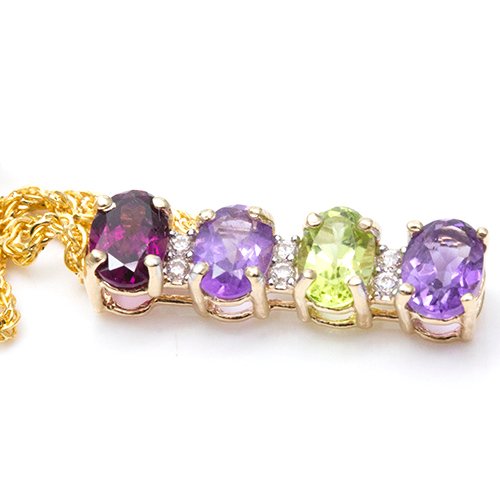 没有保留价 - 吊坠项链 - 14K包金 黄金 紫水晶 - 紫水晶 #3.2