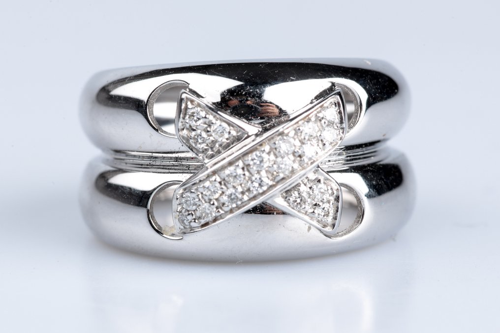 戒指 - 18 克拉 白金 - 0.21ct. tw. 鉆石 (天然) #1.0