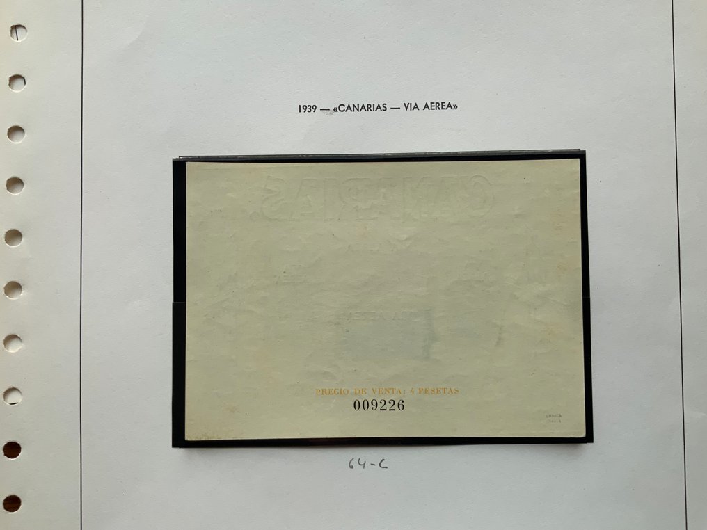 Spanyolország 1939 - Rendkívül ritka Kanáriák Hb - Zöld engedélyezés - Edifil nº 64 #2.1
