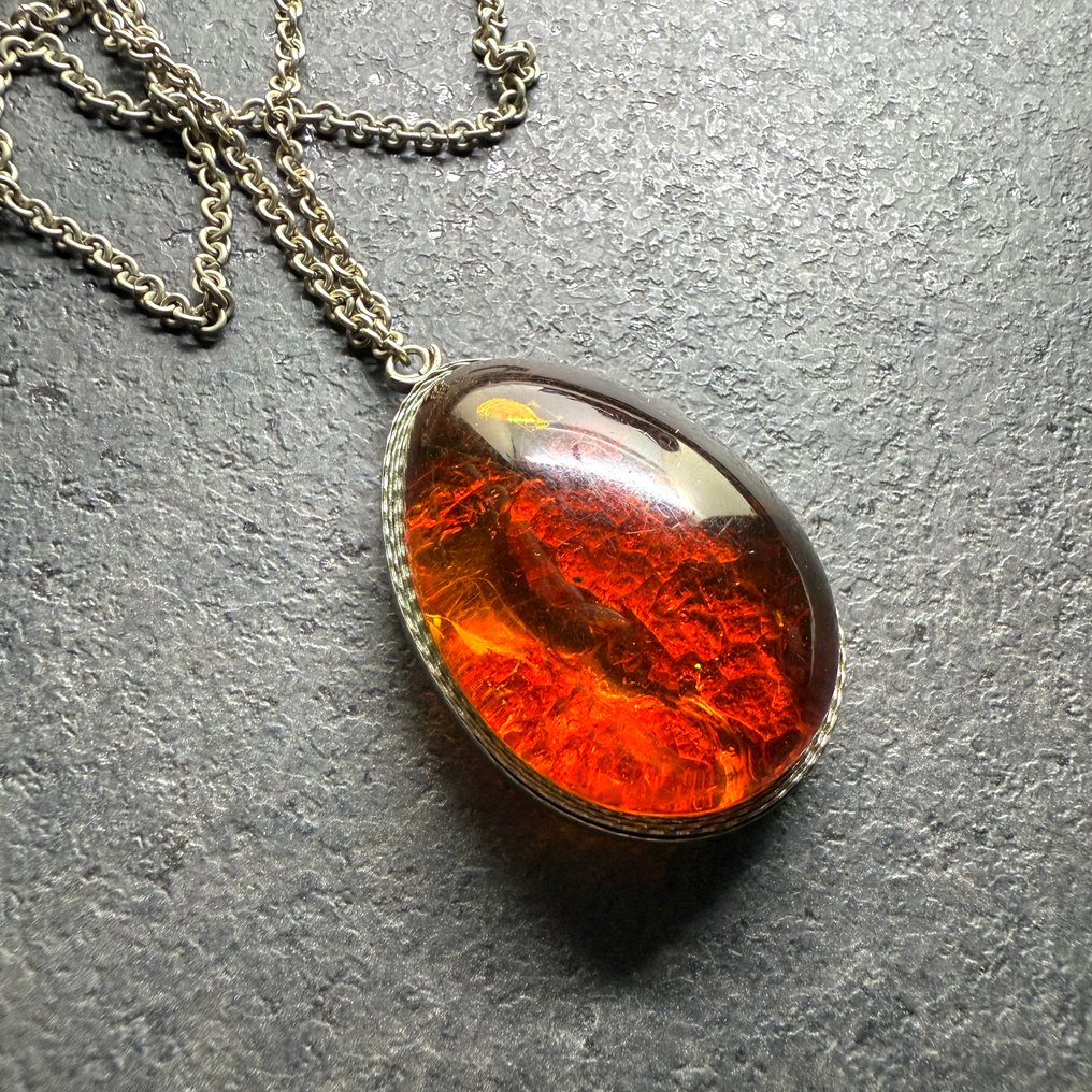 Παλαιό φυσικό κολιέ με μενταγιόν από Βαλτικό κεχριμπάρι. - Κεχριμπάρι - Succinite #4.3