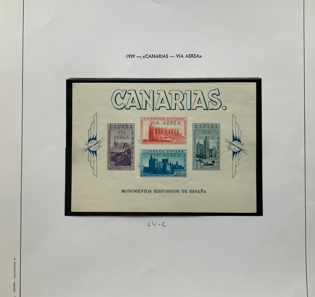Spanyolország 1939 - Rendkívül ritka Kanáriák Hb - Zöld engedélyezés - Edifil nº 64 #1.0