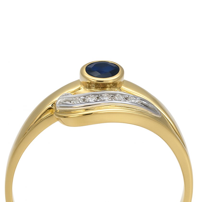 戒指 - 18 克拉 白金, 黃金 -  0.29ct. tw. 藍寶石 - 鉆石 #4.3