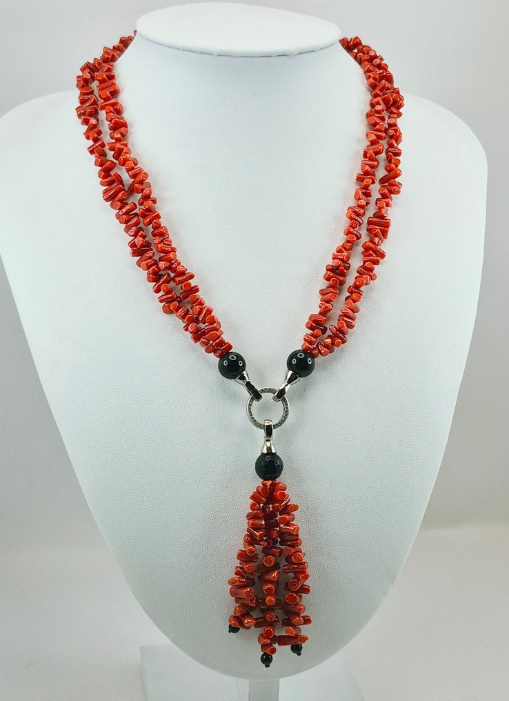 Corail rouge - Argent - Collier - CORALLO MEDITERRANEO #1.0
