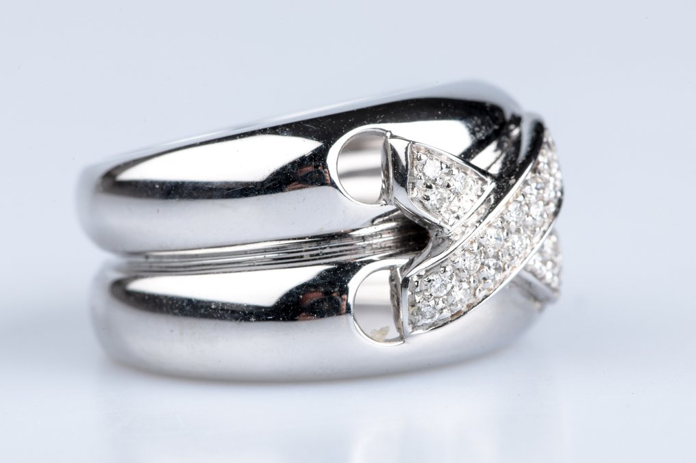 戒指 - 18 克拉 白金 - 0.21ct. tw. 鉆石 (天然) #1.0