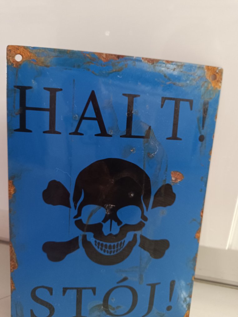 Halt 2 Wojna Światowa - Εμαγιέ πινακίδα - Μέταλλο, Σμάλτο #2.1