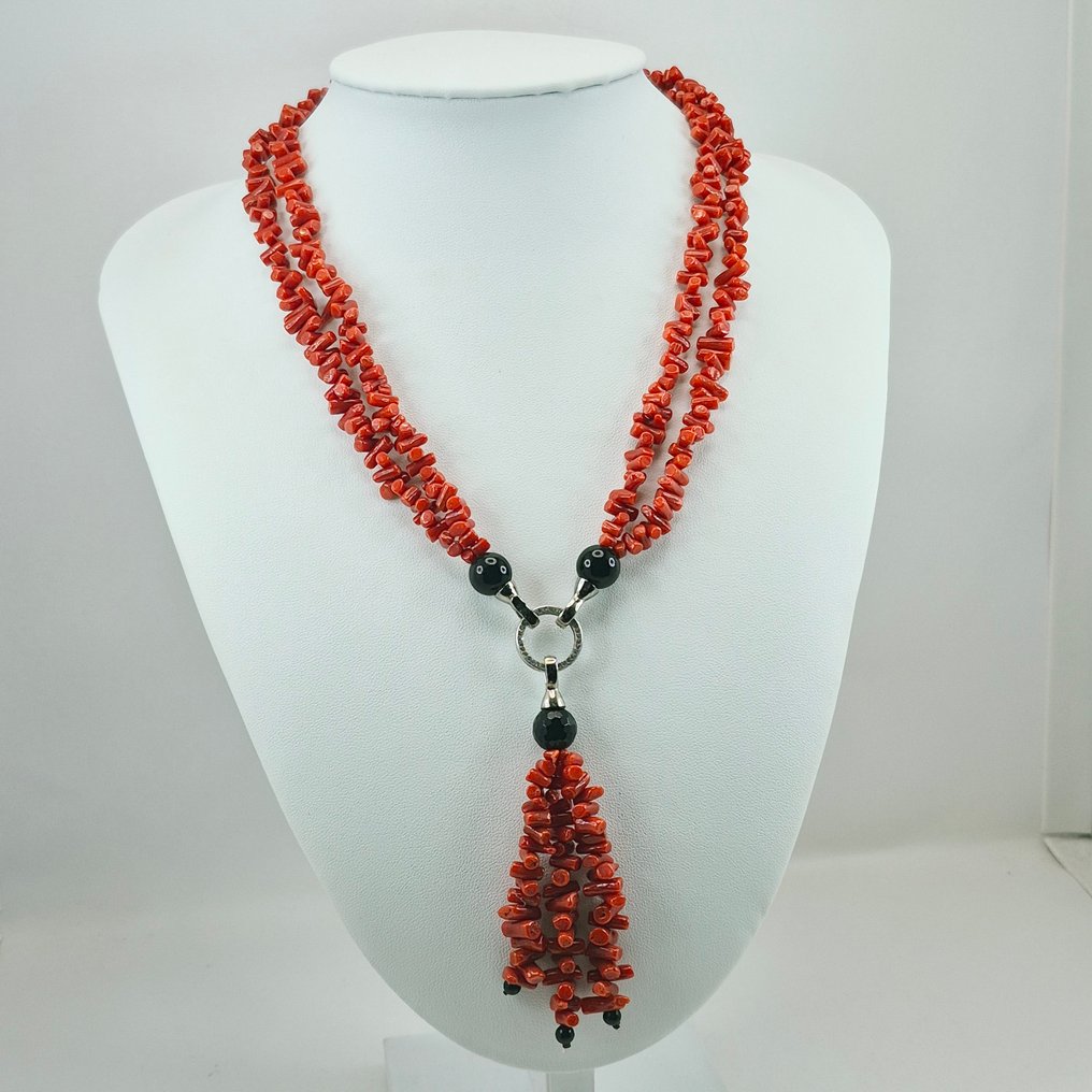 Corail rouge - Argent - Collier - CORALLO MEDITERRANEO #1.0