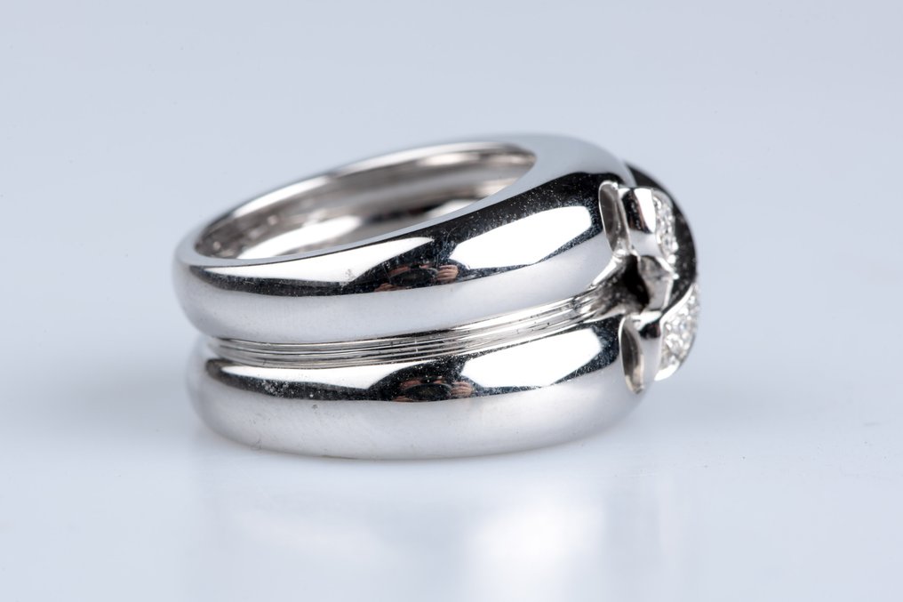 戒指 - 18 克拉 白金 - 0.21ct. tw. 鉆石 (天然) #4.3