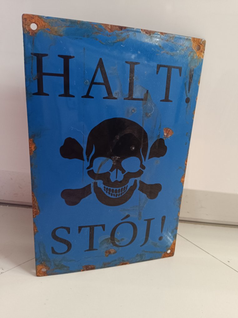 Halt 2 Wojna Światowa - Εμαγιέ πινακίδα - Μέταλλο, Σμάλτο #4.3