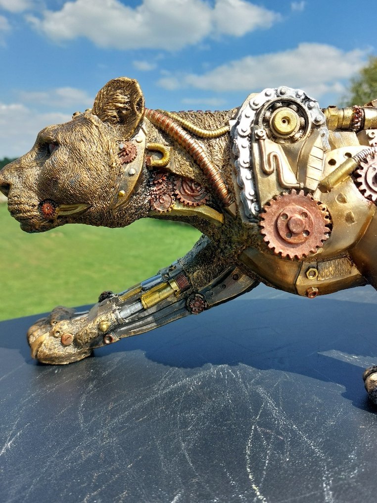 Statue, panter steam punk - 21 cm - Ceramic #4.3