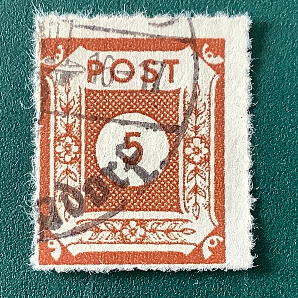 Allied Occupation - Germany (Soviet zone) 1945 - 5 Pf rare postmaster figure from Seiffen with photo certificate Kunz. - Michel 42 L #2.1