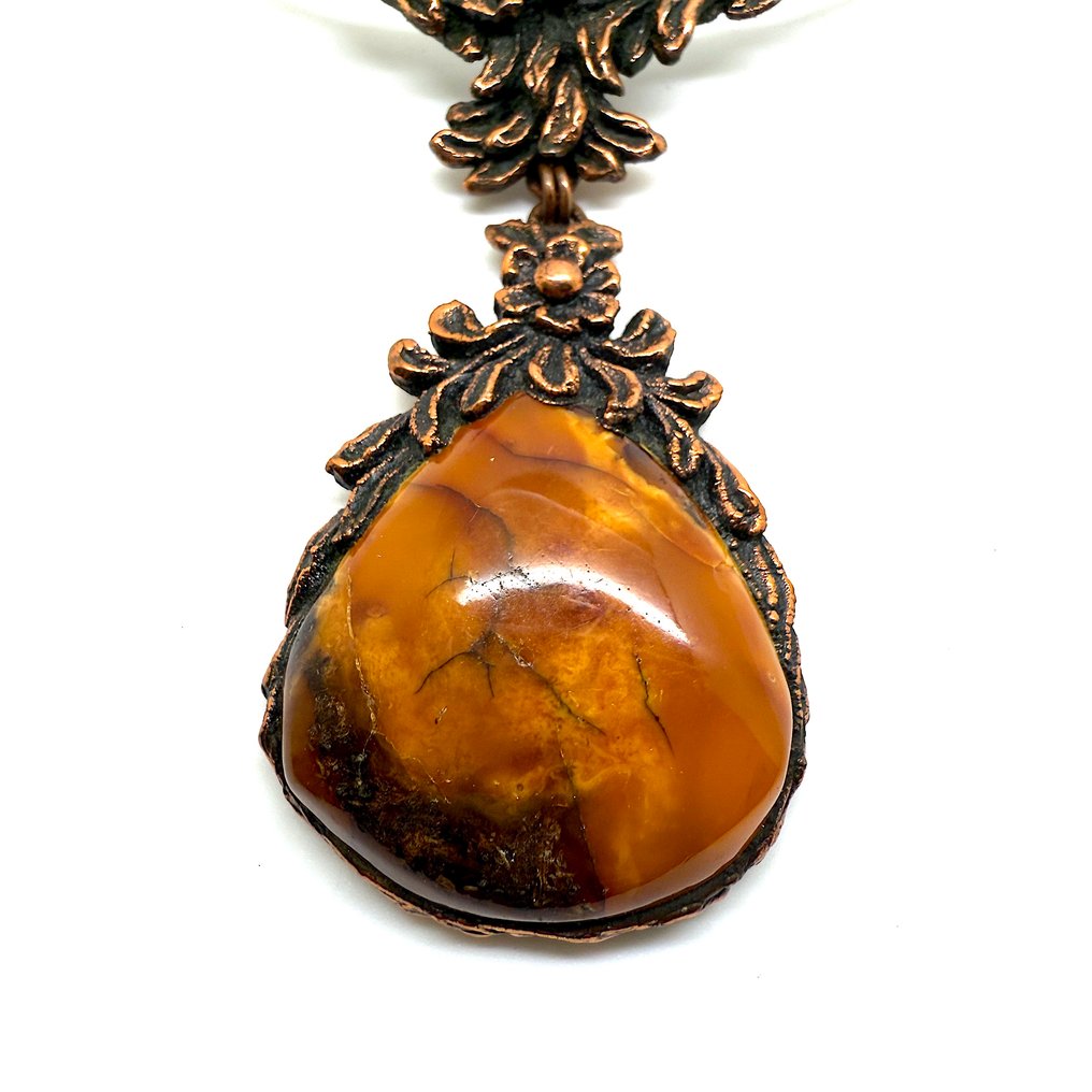Vanha artisan-kaulakoru luonnollisesta Baltian-ambrystä - Meripihka - Succinite #4.3