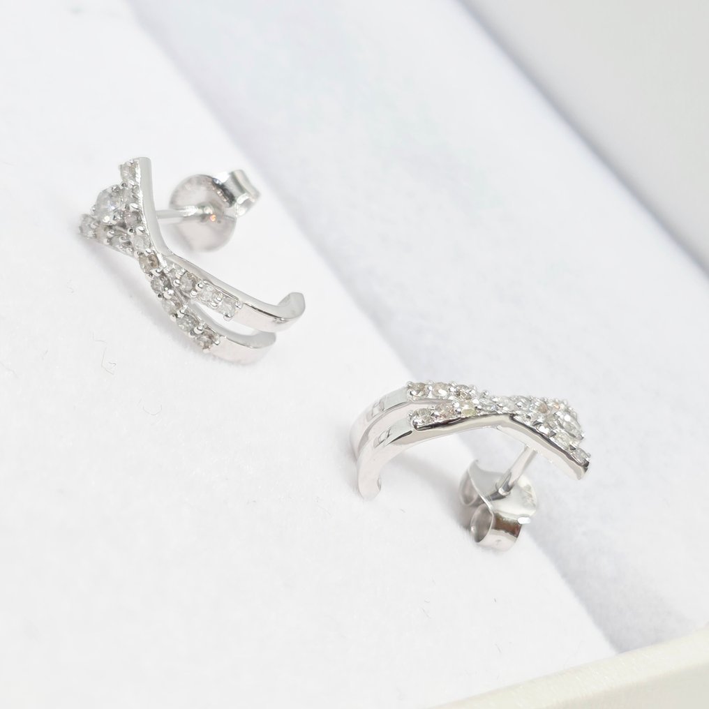 Nincs minimálár - Drop fülbevaló - 14 kt. Fehér arany - 0.26ct. tw. Gyémánt (Természetes) #4.3