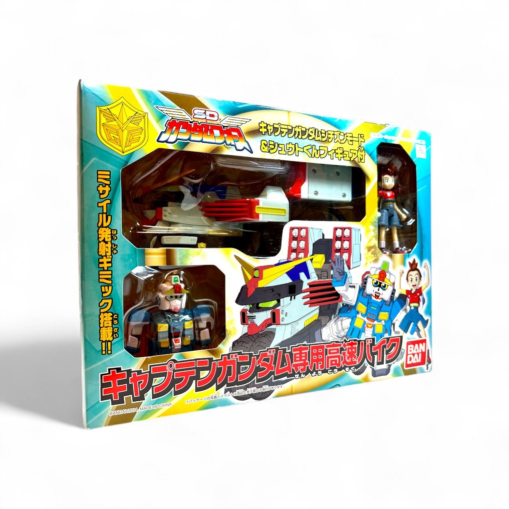Bandai - Spielzeug Sealed Bandai 2004 SD Gundam Captain Gundam High-Speed Bike & Shuutaro Figure Set – Vintage Anime #1.0