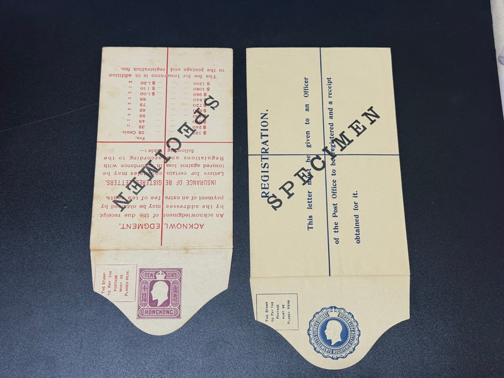 Χονγκ Κονγκ & Στραϊτς Σετλμεντς  - Ένα ωραίο ζευγάρι αχρησιμοποίητων προπληρωμένων εγγεγραμμένων ταχυδρομικών φακέλων του Χονγκ Κονγκ #1.0