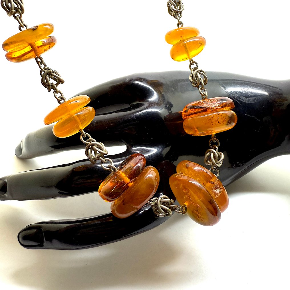 Colar de artesão em âmbar natural báltico antigo - Âmbar - Baltic amber - succinite #3.2