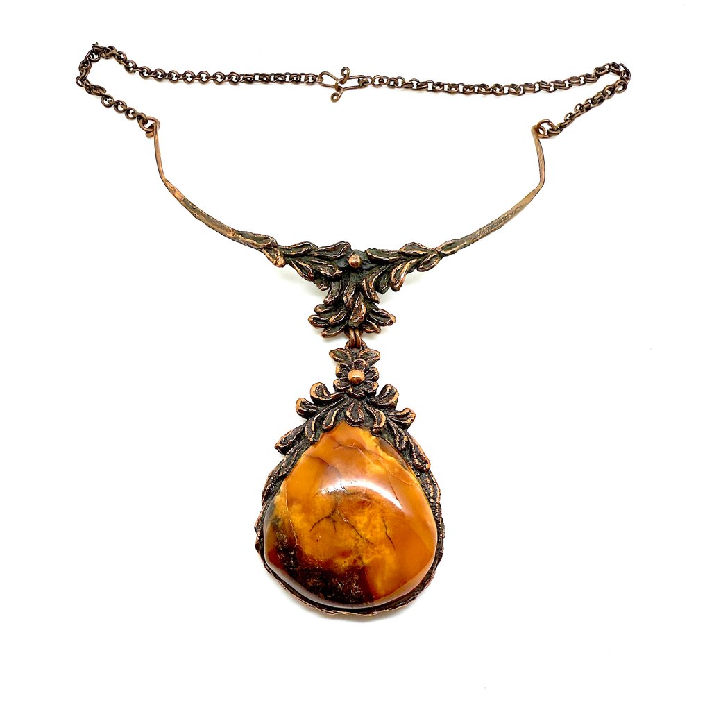 Vanha artisan-kaulakoru luonnollisesta Baltian-ambrystä - Meripihka - Succinite #1.0